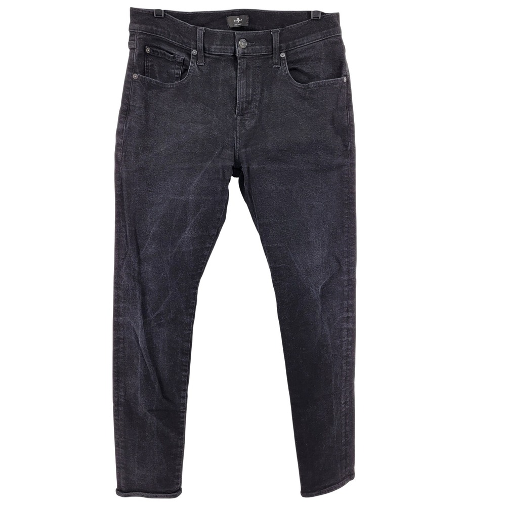 7 For All Mankind Paxtyn Jeans 34 Black Skinny Fit‎ Denim Mens Seven